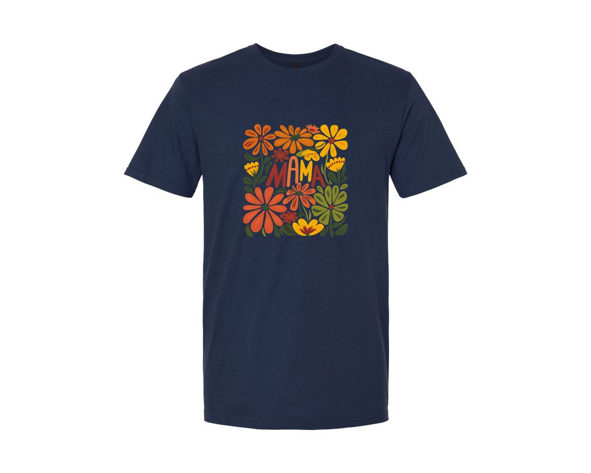 brand:Generic|color:Navy|Retro Floral Mama Boho Mothers Day 3 Graphic T-Shirt