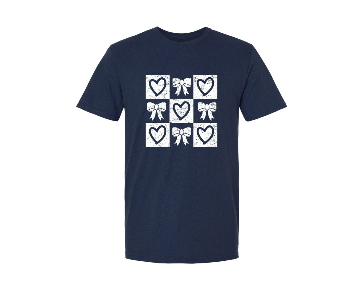 brand:Generic|color:Navy|Coquette Bow Valentines Shirt Graphic T-Shirt