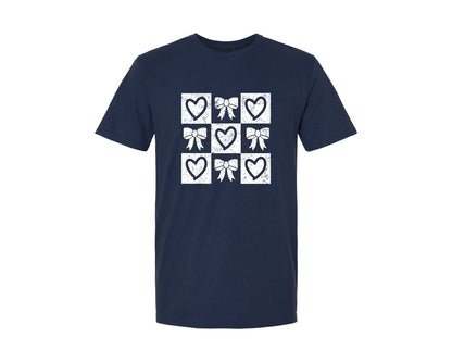 brand:Generic|color:Navy|Coquette Bow Valentines Shirt Graphic T-Shirt