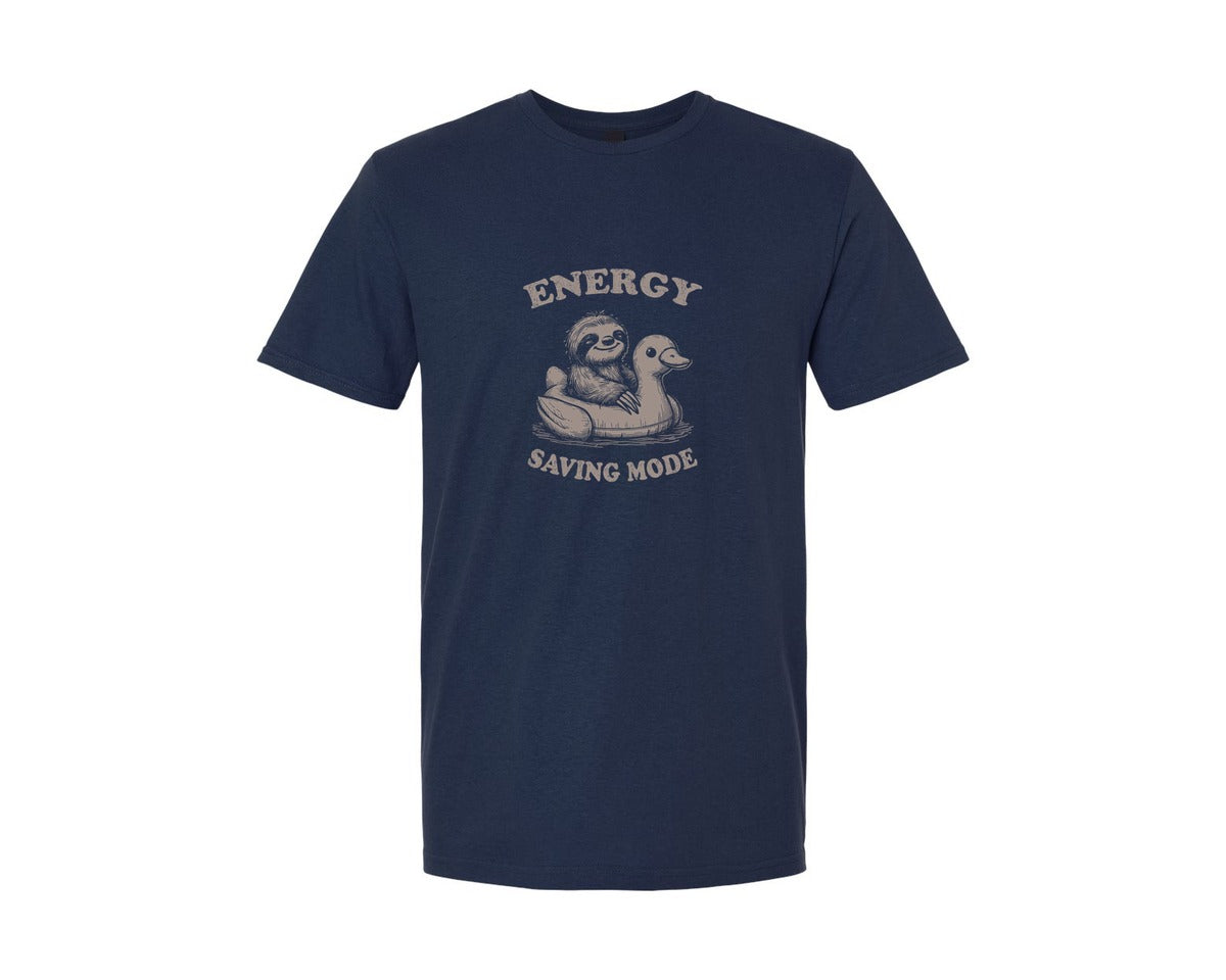 brand:Generic|color:Navy|Energy Saving Mode Sloth On Duck Float Graphic T-Shirt