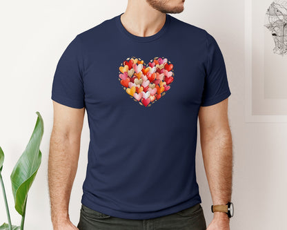 brand:Bella Canvas|color:Navy|Valentines Day Heart Love T Shirt Graphic T-Shirt