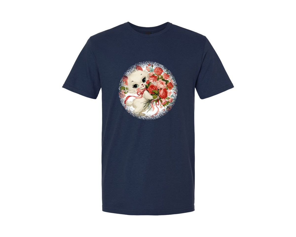 brand:Generic|color:Navy|Vintage Valentine Round Tshirt 23 Graphic T-Shirt