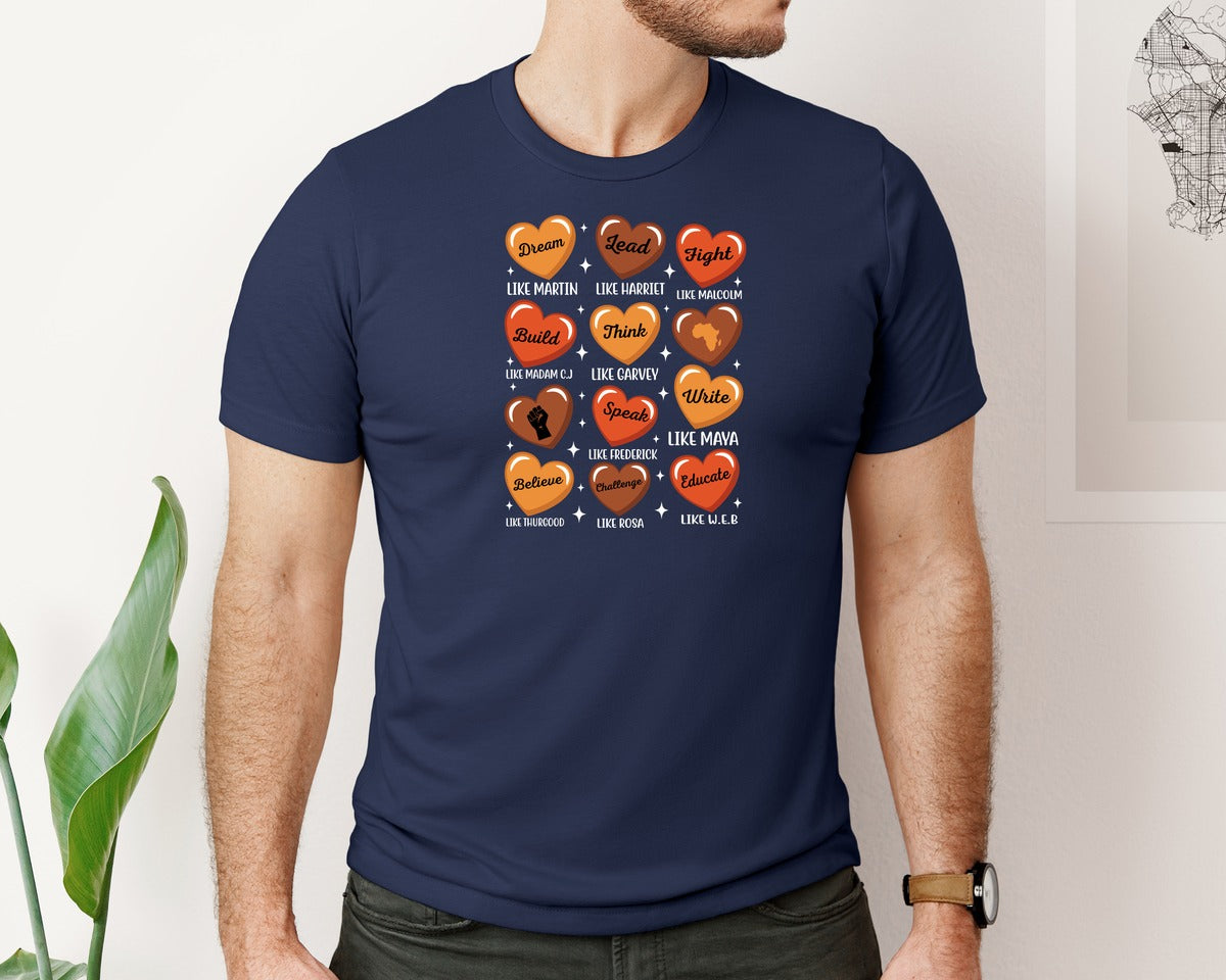 brand:Bella Canvas|color:Navy|Icons Black History Month T Shirt Graphic T-Shirt