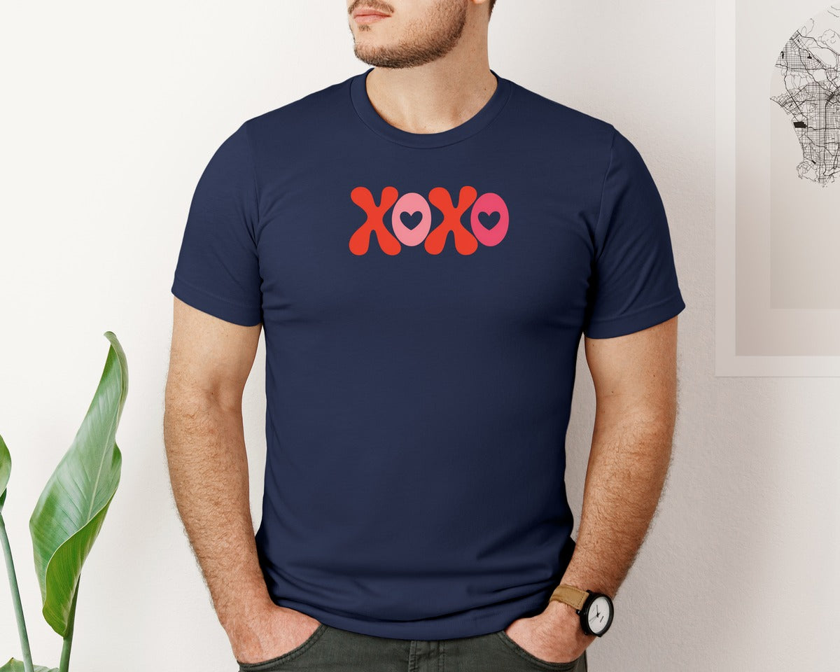 brand:Bella Canvas|color:Navy|Xoxo Valentine Lettering Graphic T-Shirt