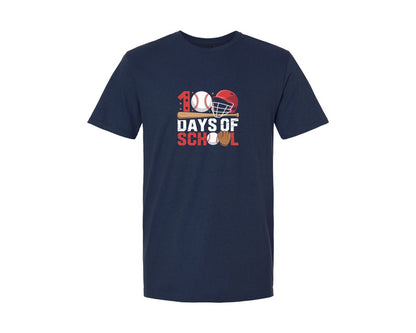 brand:Generic|color:Navy|100 Days Of School Baseball Sports Graphic T-Shirt