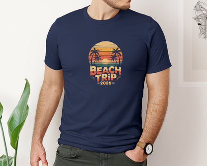 brand:Bella Canvas|color:Navy|Summer Beach Trip Retro Vacation Graphic T-Shirt
