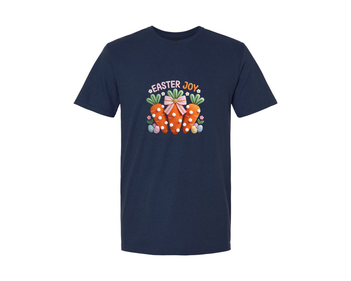 brand:Generic|color:Navy|Glitter Bow Easter Joy Crochet 2 Graphic T-Shirt