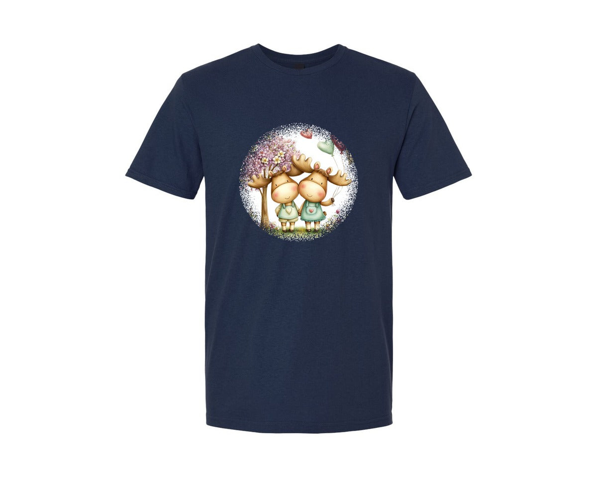 brand:Generic|color:Navy|Couple Animals Round Tshirt 34 Graphic T-Shirt