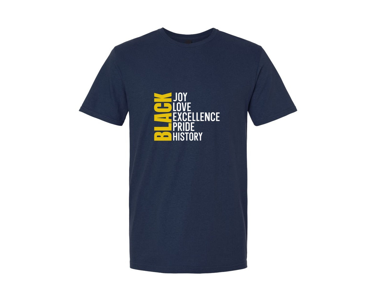 brand:Generic|color:Navy|Black History Month Love Joy Graphic T-Shirt