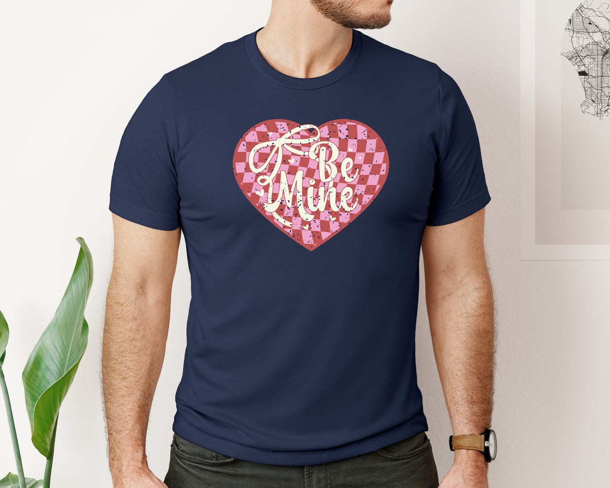 brand:Bella Canvas|color:Navy|Coquette Checkered Heart Pngbe Mine Graphic T-Shirt