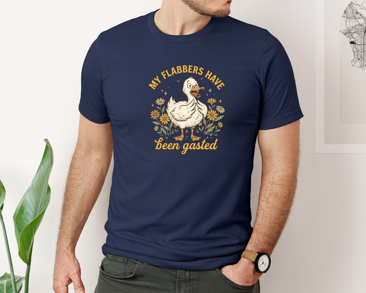 brand:Bella Canvas|color:Navy|My Flabbers Have Been Gasted Funny Duck 3 Graphic T-Shirt
