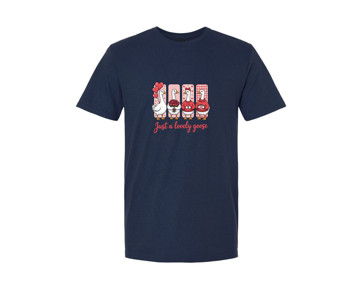 brand:Generic|color:Navy|Just A Lovely Goose Valentine 4 Graphic T-Shirt