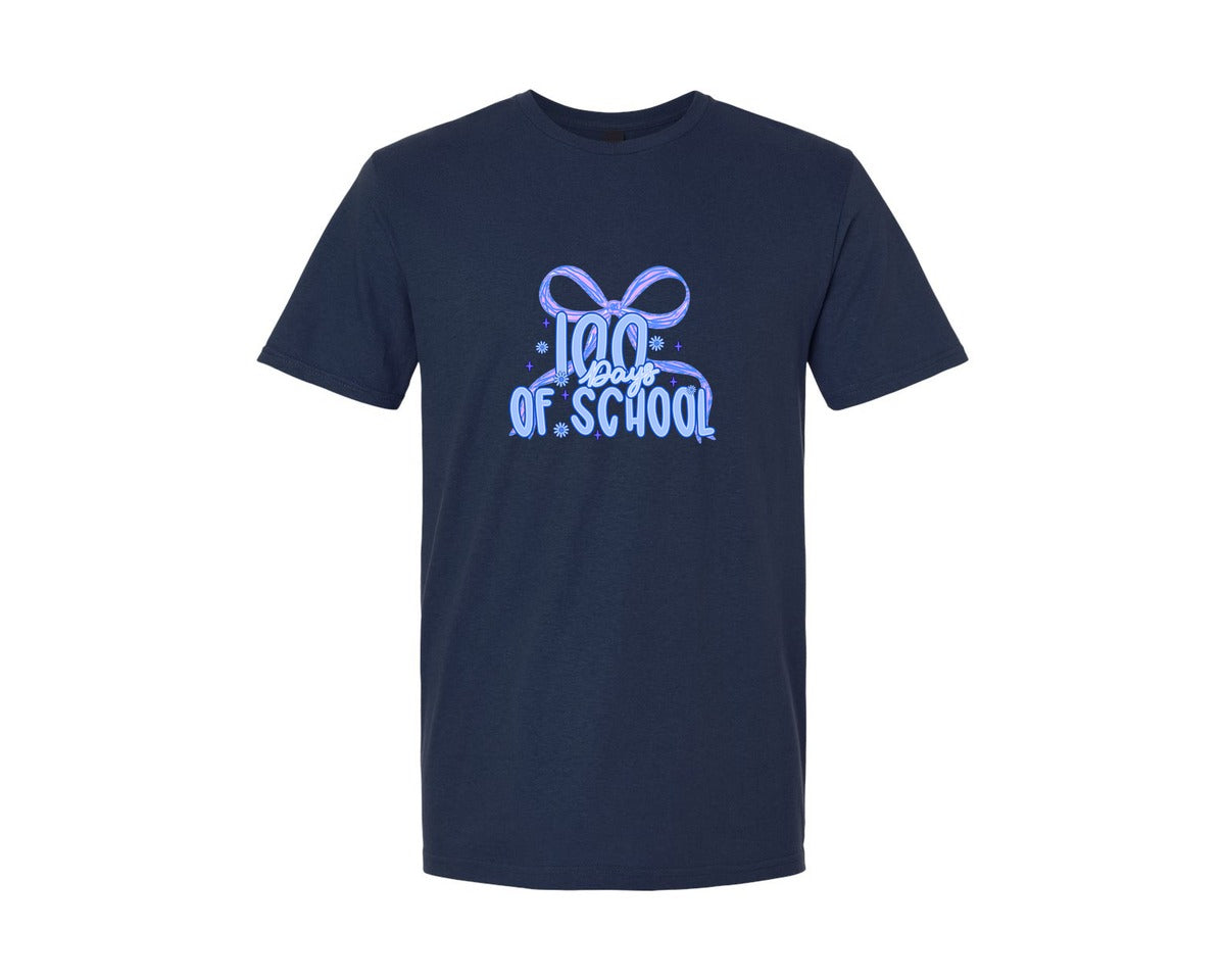brand:Generic|color:Navy|100 Days School Coquette Bow Graphic T-Shirt