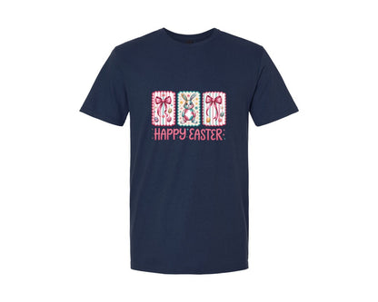 brand:Generic|color:Navy|Happy Easter Glitter Easter Bunny Graphic T-Shirt