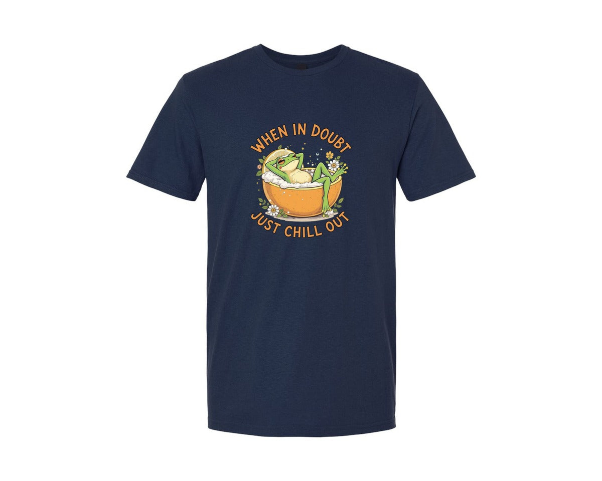 brand:Generic|color:Navy|Funny Chilling Frog Quote Frog Graphic T-Shirt
