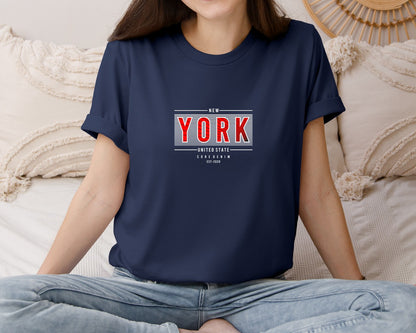 brand:Bella Canvas|color:Navy|New York United State 2 Graphic T-Shirt