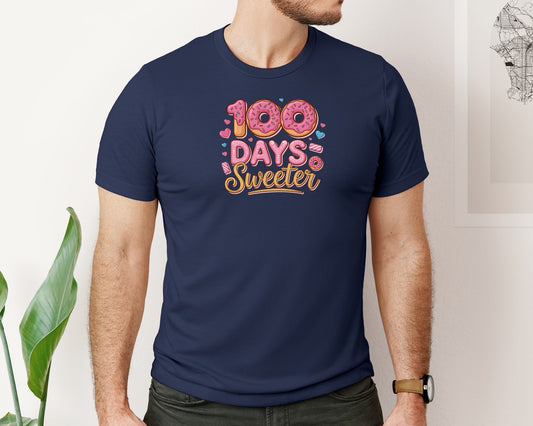 100 Days Sweeter Cute Donut Graphic T-Shirt