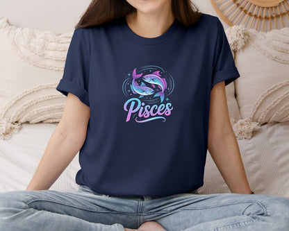 brand:Bella Canvas|color:Navy|Pisces Sign Graphic T-Shirt