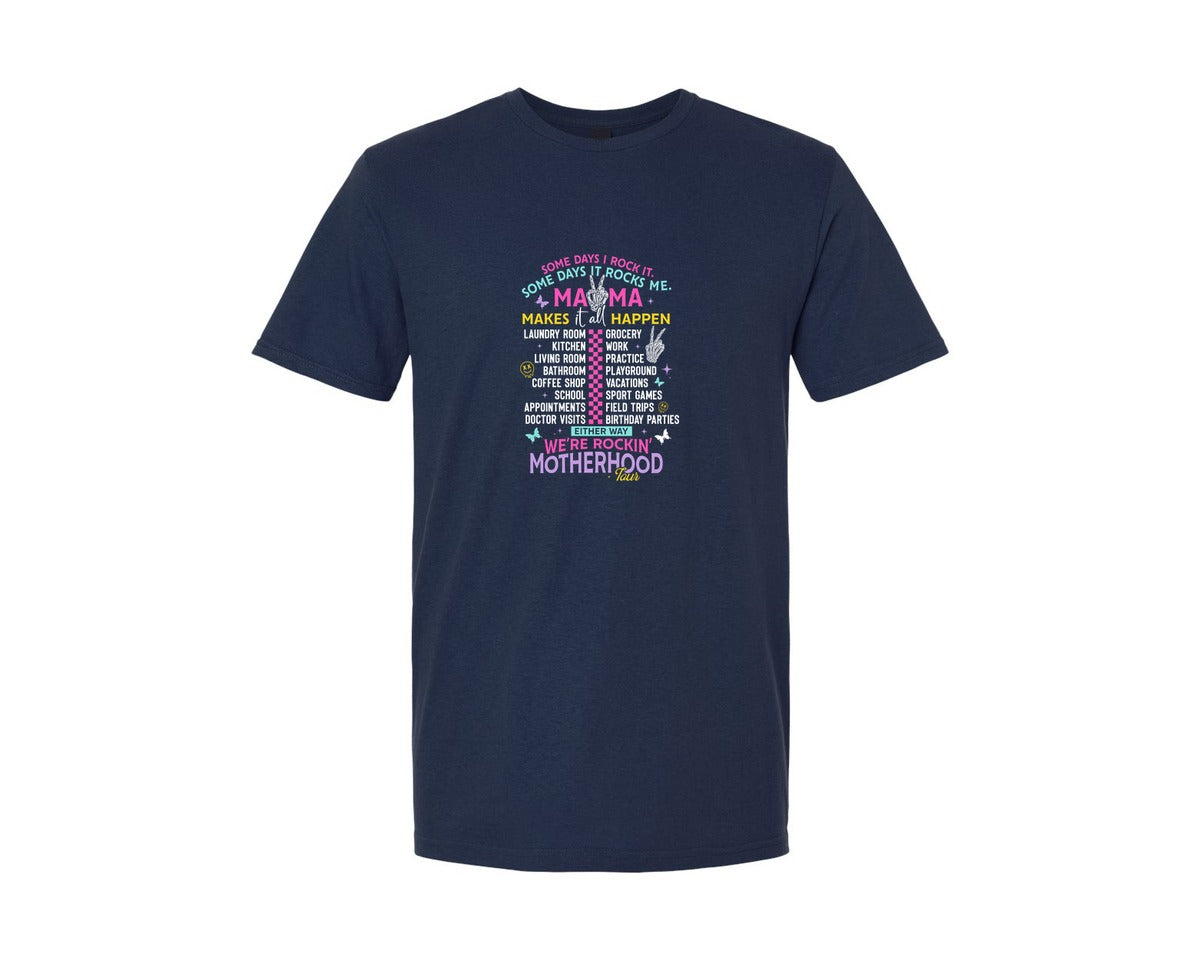 brand:Generic|color:Navy|Motherhood Mama Funny Tour Graphic T-Shirt