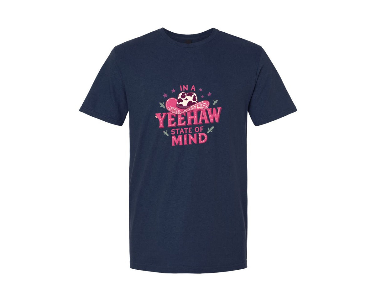 brand:Generic|color:Navy|In A Yeehaw State Of Mind Pink Western Graphic T-Shirt