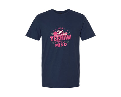 brand:Generic|color:Navy|In A Yeehaw State Of Mind Pink Western Graphic T-Shirt