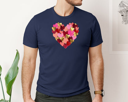 brand:Bella Canvas|color:Navy|Painted Brushstroke Valentine Heart Graphic T-Shirt