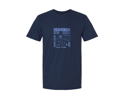 brand:Generic|color:Navy|Retro Cartoon Pencil Mascot Illustration Graphic T-Shirt