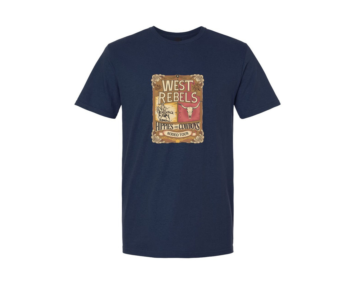 brand:Generic|color:Navy|West Rebels Rodeo Tour Poster 3 Graphic T-Shirt