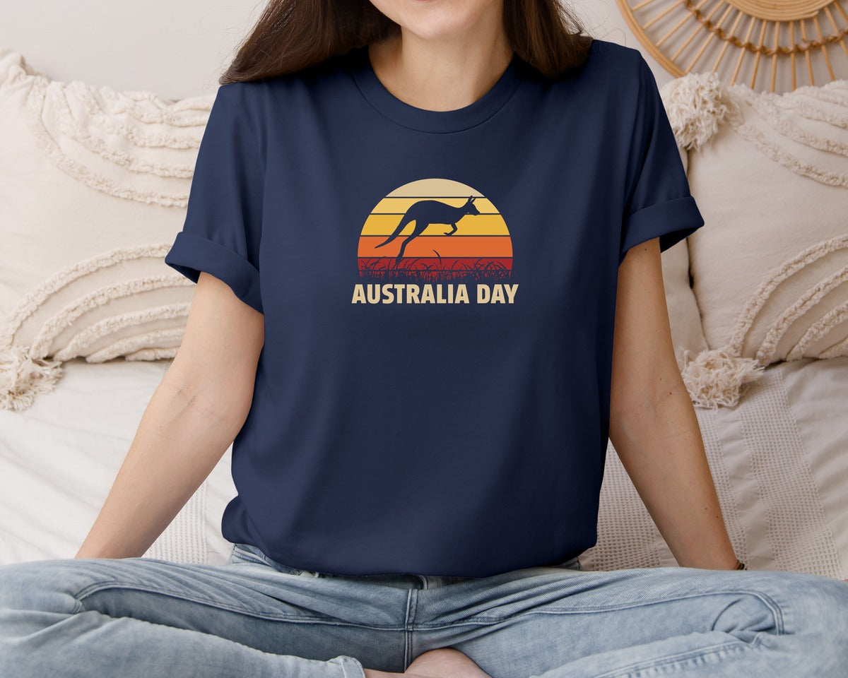 brand:Bella Canvas|color:Navy|Australia Day Vintage T Shirt Graphic T-Shirt