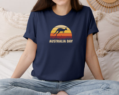brand:Bella Canvas|color:Navy|Australia Day Vintage T Shirt Graphic T-Shirt