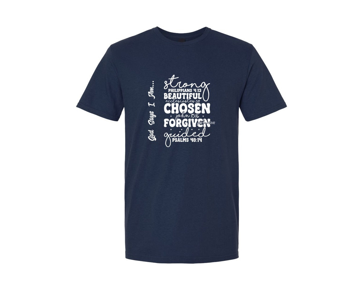 brand:Generic|color:Navy|God Says I Am Jesus Graphic T-Shirt