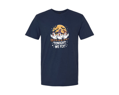 brand:Generic|color:Navy|Tonight We Fly Halloween Chicken Graphic T-Shirt