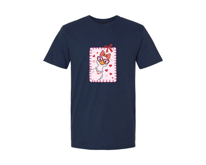 brand:Generic|color:Navy|Peeking Valentines Day Goose 2 Graphic T-Shirt