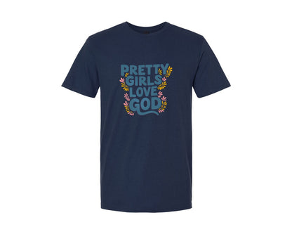 brand:Generic|color:Navy|Pretty Girls Love God Christian 3 Graphic T-Shirt