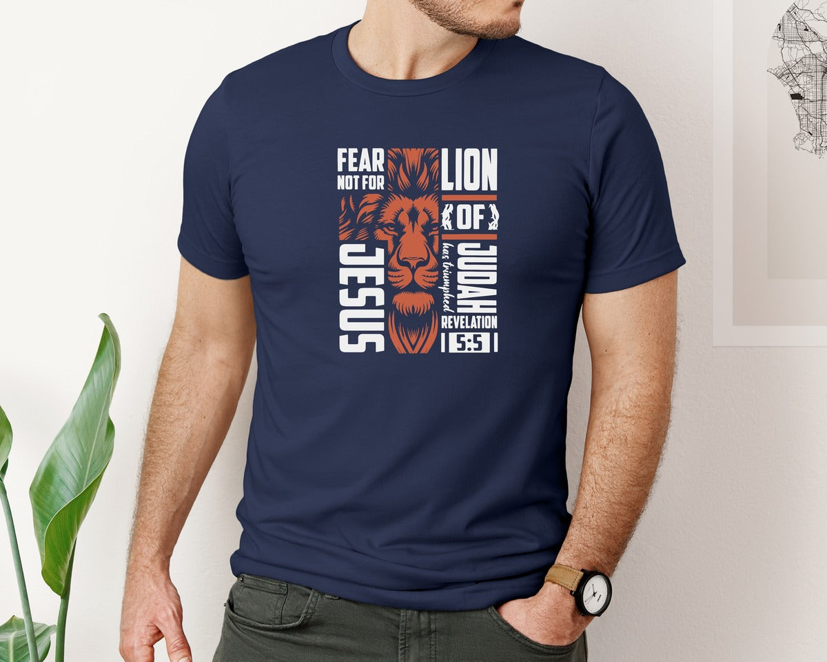 brand:Bella Canvas|color:Navy|Jesus Lion Lion God Graphic T-Shirt