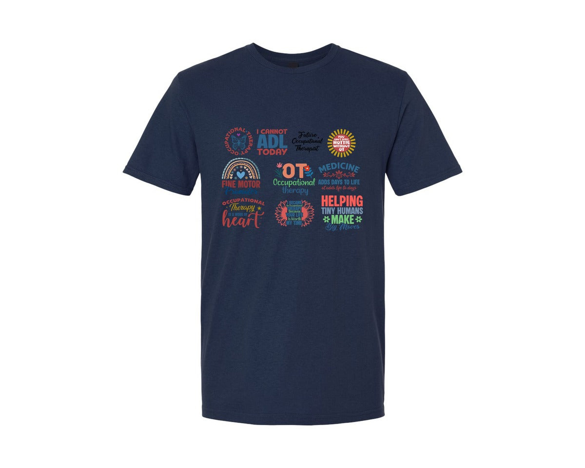 brand:Generic|color:Navy|Retro Occupational Therapist Graphic T-Shirt
