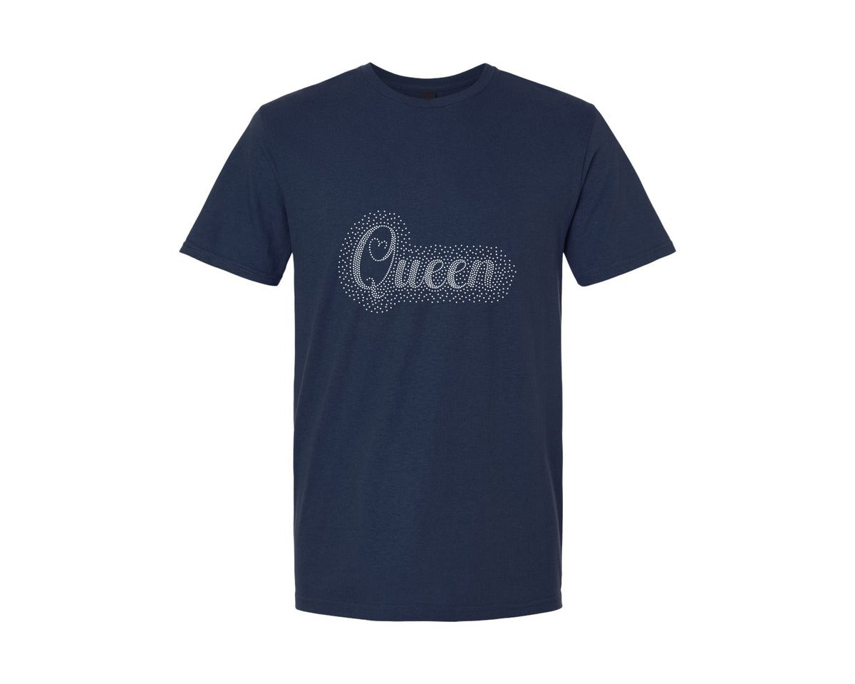 brand:Generic|color:Navy|Rhinestone Template Design White Color Graphic T-Shirt