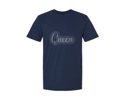 brand:Generic|color:Navy|Rhinestone Template Design White Color Graphic T-Shirt