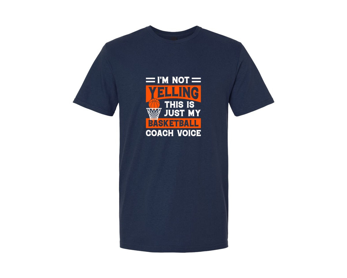 brand:Generic|color:Navy|Basketball Coach Voice Funny Design Graphic T-Shirt