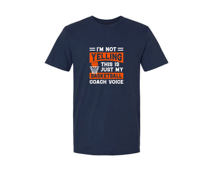 brand:Generic|color:Navy|Basketball Coach Voice Funny Design Graphic T-Shirt