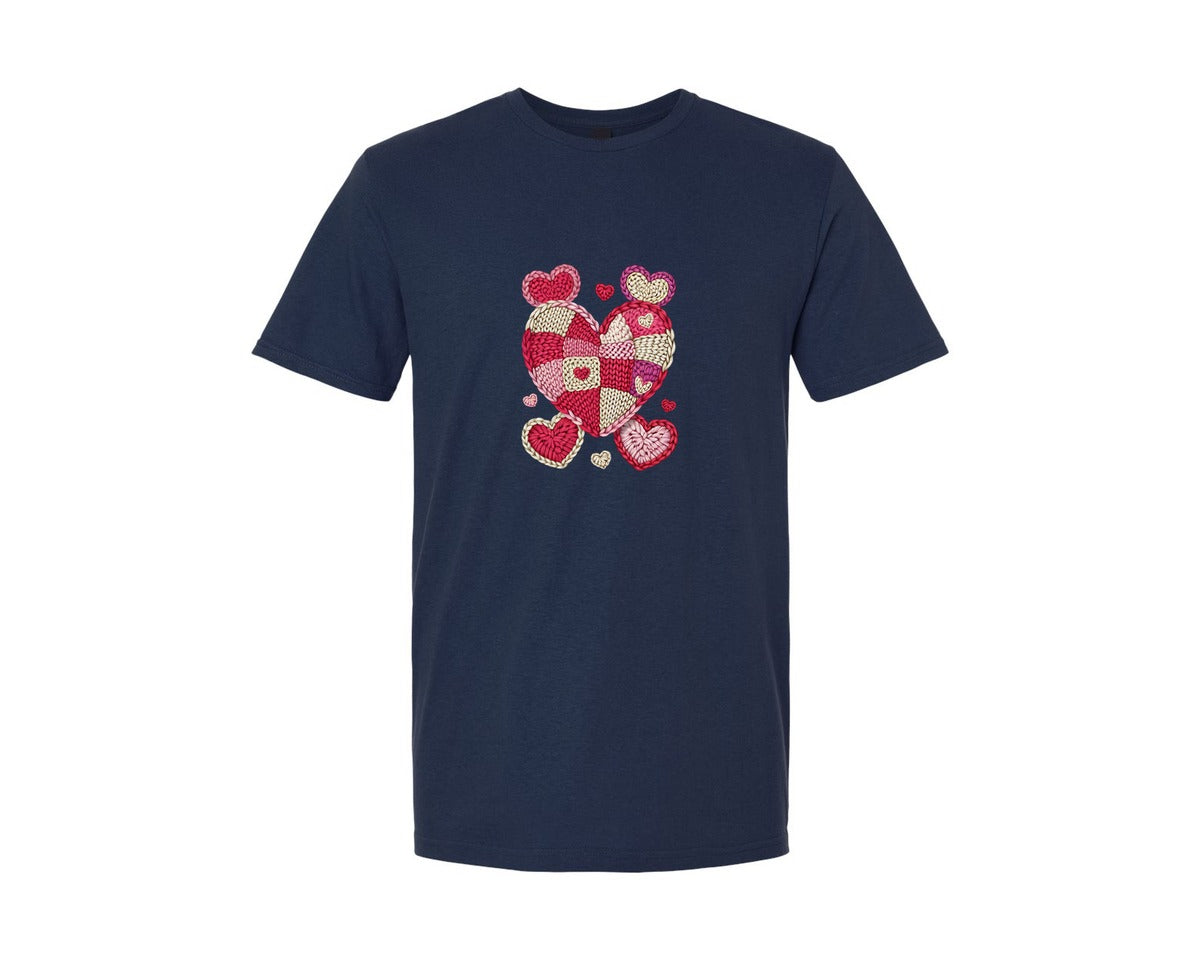 brand:Generic|color:Navy|Latch Hook Yarn Valentine Love Graphic T-Shirt