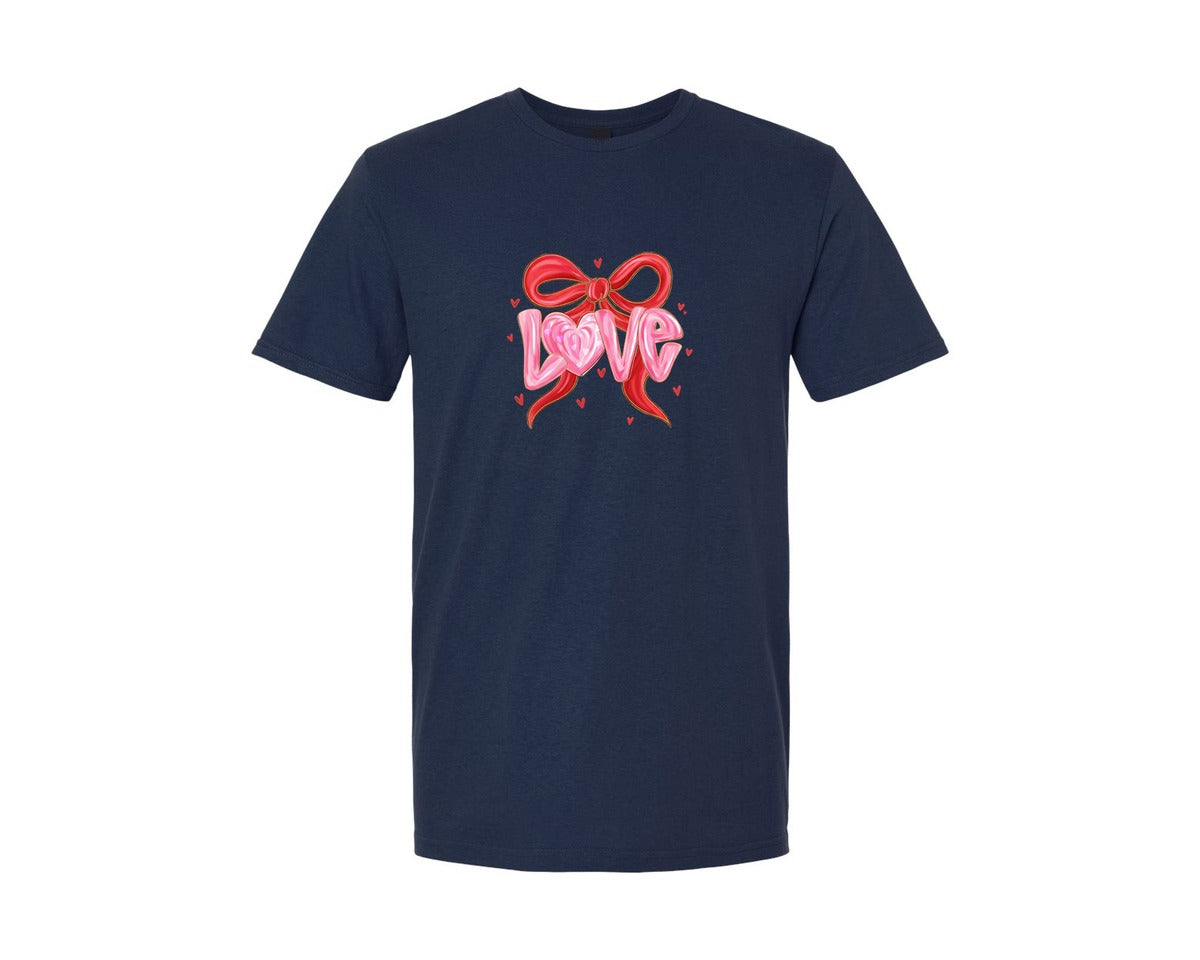 brand:Generic|color:Navy|Valentines Day Coquette Bow 142 Graphic T-Shirt