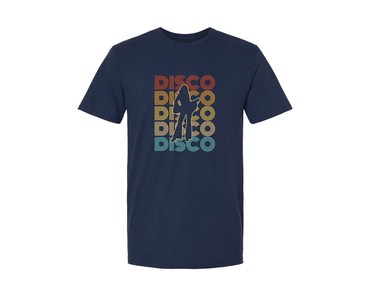 brand:Generic|color:Navy|Retro Disco Dancing Girl Disco Graphic T-Shirt