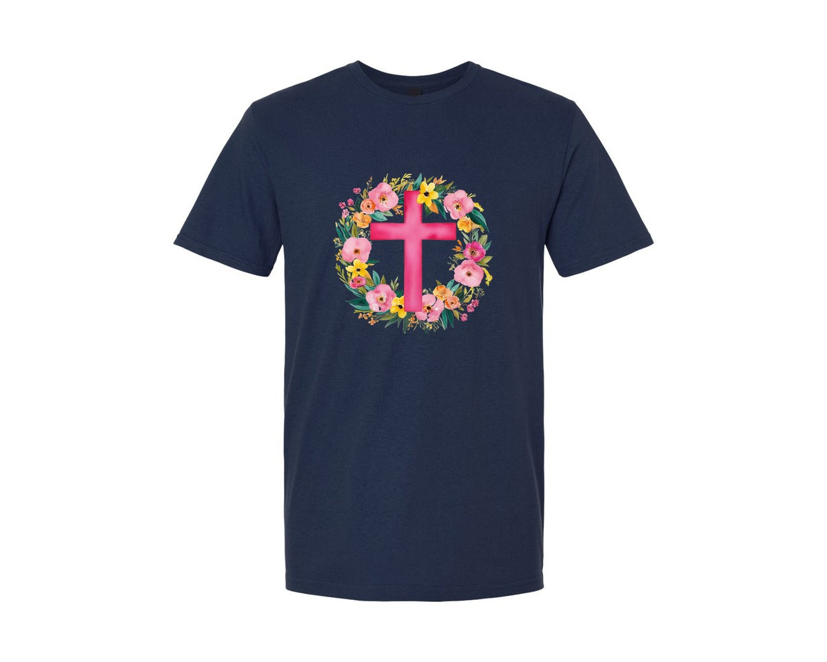 brand:Generic|color:Navy|Christian Easter Graphics He Is Risen Graphic T-Shirt