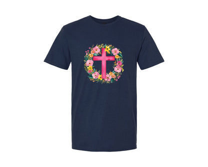 brand:Generic|color:Navy|Christian Easter Graphics He Is Risen Graphic T-Shirt