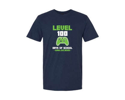 brand:Generic|color:Navy|Level 100 Days Of School Unlocked 44 Graphic T-Shirt