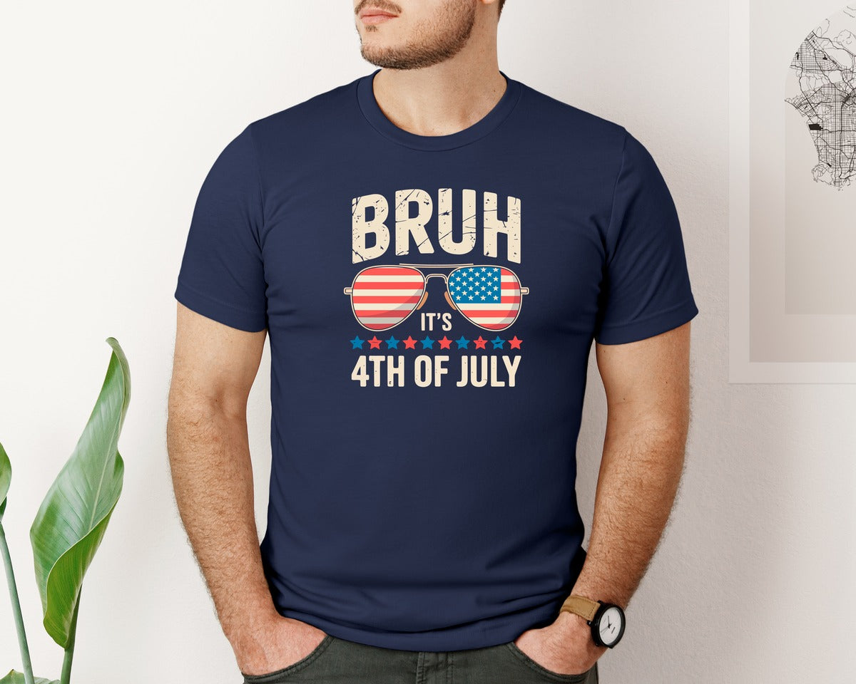 brand:Bella Canvas|color:Navy|Bruh Its 4Th Of July 4Th Of July 2 Graphic T-Shirt