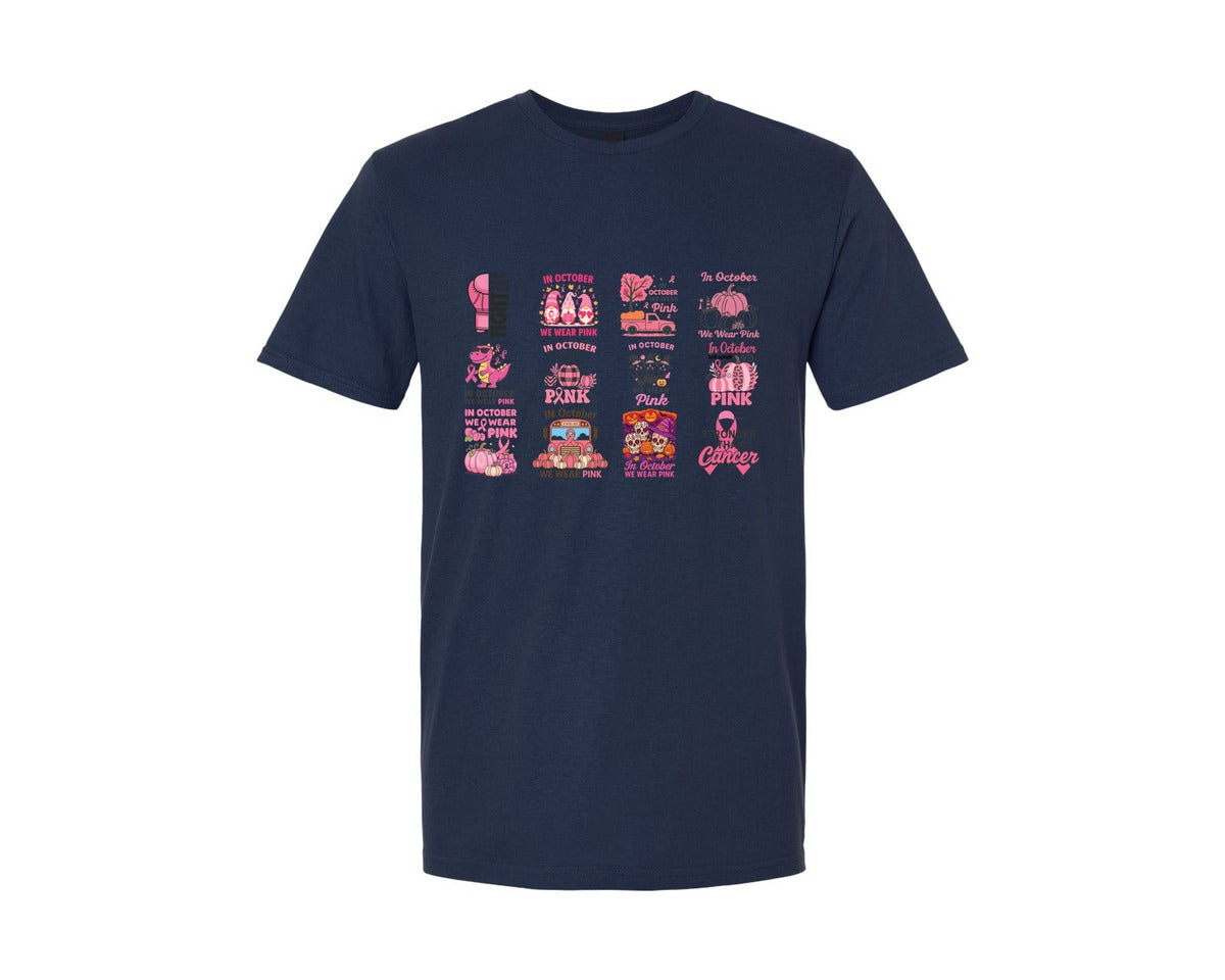 brand:Generic|color:Navy|Breast Cancer Halloween Graphic T-Shirt