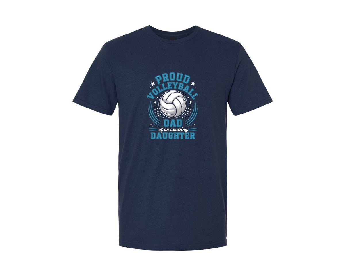 brand:Generic|color:Navy|Proud Volleyball Dad Fathers Day Graphic T-Shirt