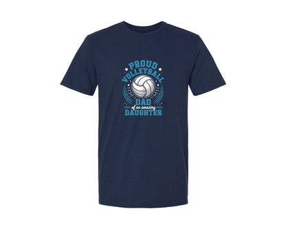 brand:Generic|color:Navy|Proud Volleyball Dad Fathers Day Graphic T-Shirt
